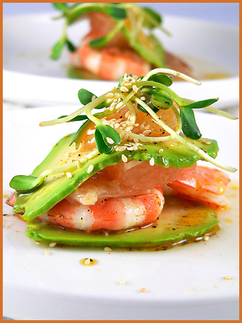 Avocado and grapefruit millefeuille
