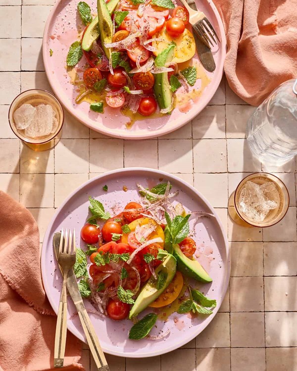 Avocado and heirloom tomato salad