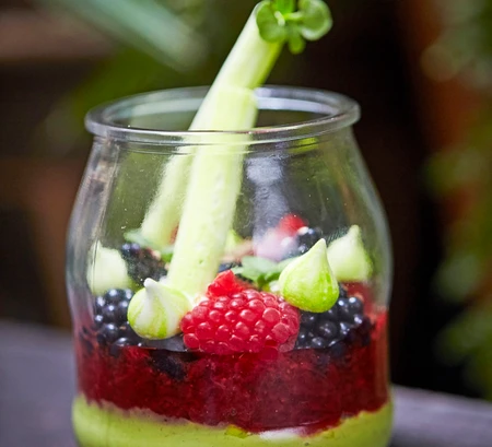 Avocado and mixed berries pot