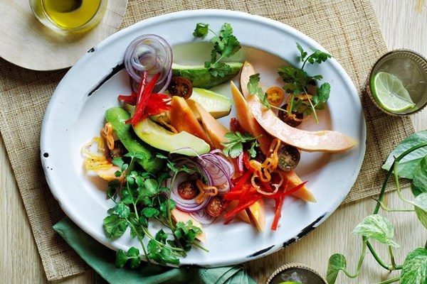 Avocado and papaya ceviche