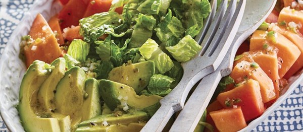 Avocado and papaya salad with jalapeño-lime vinaigrette