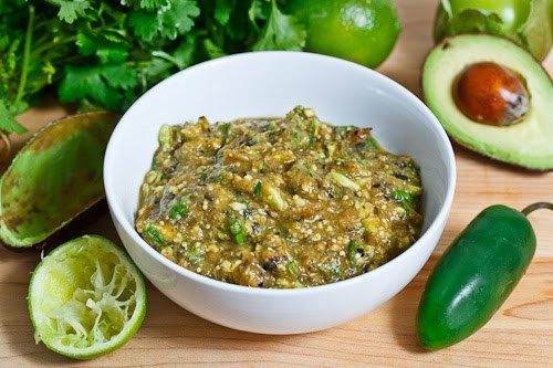 Avocado and roasted tomatillo salsa