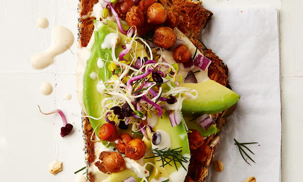 Avocado and tahini roasted chickpeas