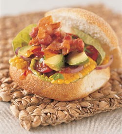 Avocado, bacon and corn baps