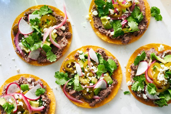 Avocado-black bean tostadas