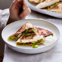 Avocado, cheese and mushroom quesadillas