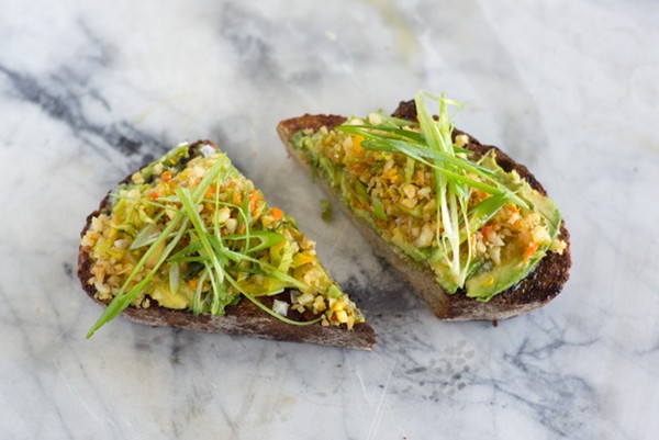 Avocado coconut oil tartine