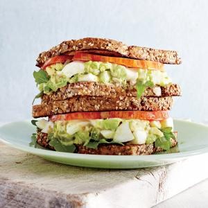 Avocado-egg salad sandwiches with pickled celery