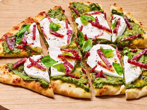 Avocado flatbread with soppressata 