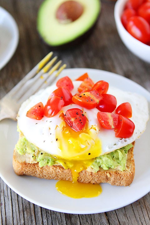 Avocado, hummus, and egg toasts
