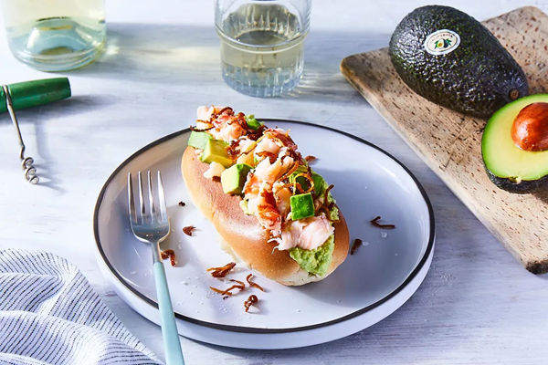 Avocado lobster rolls with crispy shallots