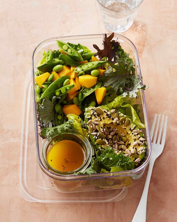 Avocado, mango, and toasted seed salad