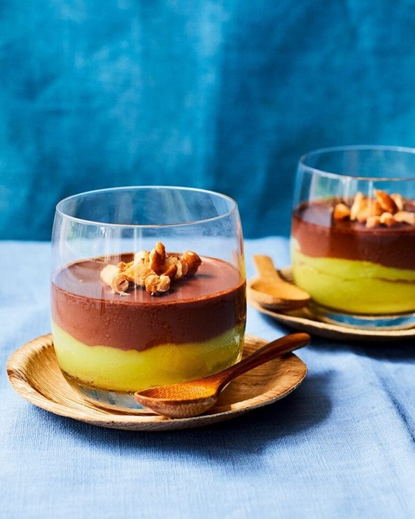 Avocado mousse with chocolate ganache 