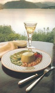 Avocado mousse with dressed prawns