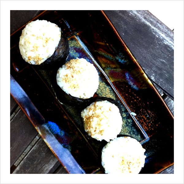 Avocado onigiri with ginger kewpie mayo
