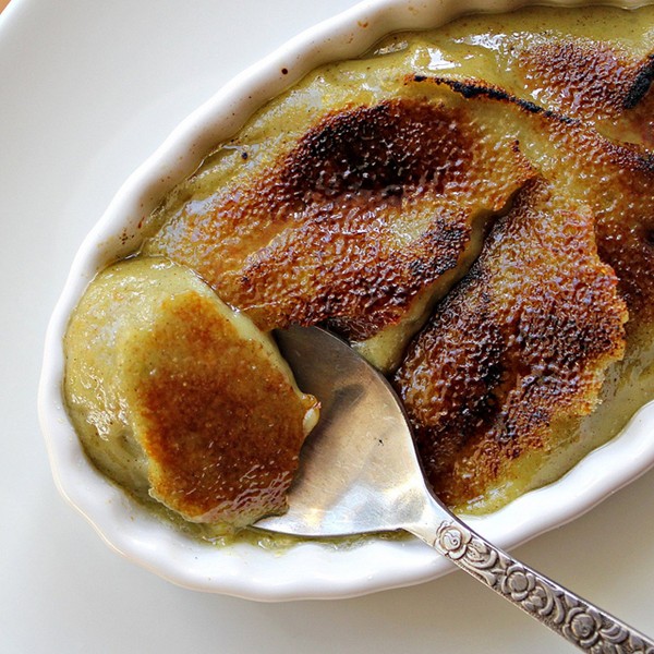 Avocado pistachio creme brulee 