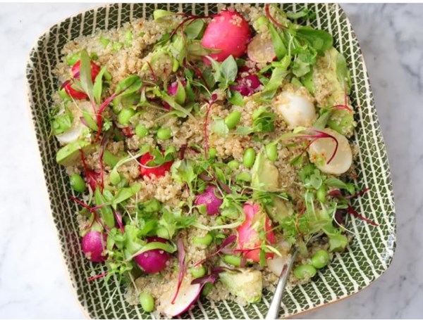 Avocado, quinoa and broad bean salad