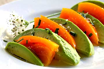 Avocado salad with heirloom tomatoes