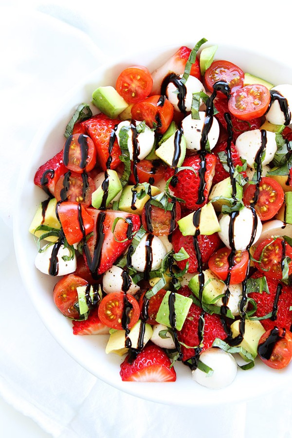 Avocado strawberry Caprese salad