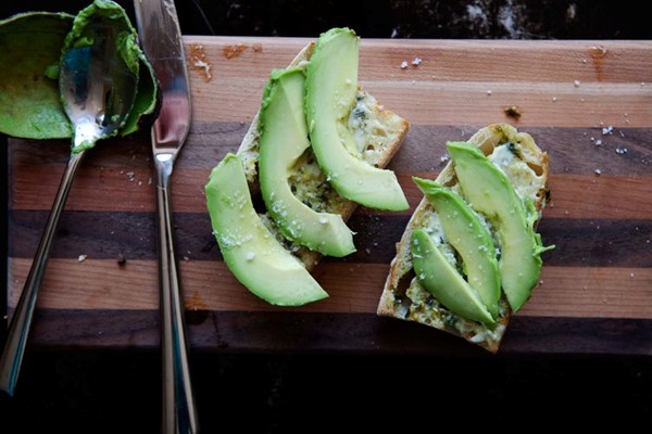 Avocado toast with lemon-basil aioli