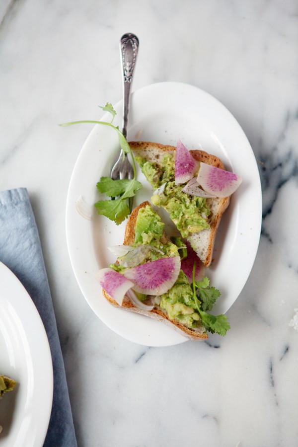 Avocado toast with radishes