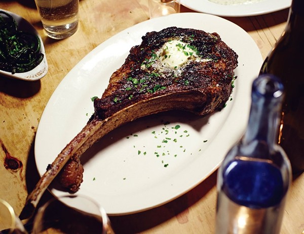 Axe-handle rib-eye steak