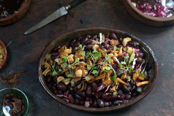Ayocote bean & mushroom salad