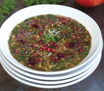 Azerbaijani pomegranate & spinach soup