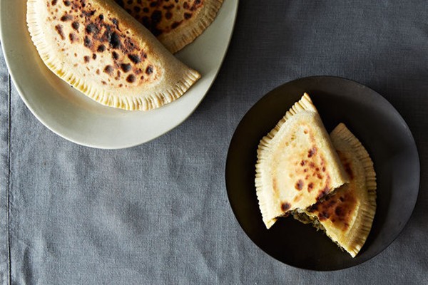 Azerbaijani savory pancakes filled with greens and herbs (Kutabi)