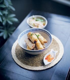 Ba Tinh’s Vietnamese pork and crab spring rolls and pickle salad