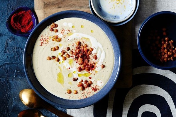 Baba ganoush and lemon soup