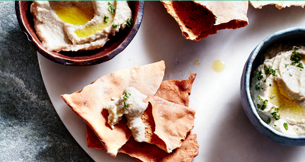 Baba ganoush with cumin crispbreads