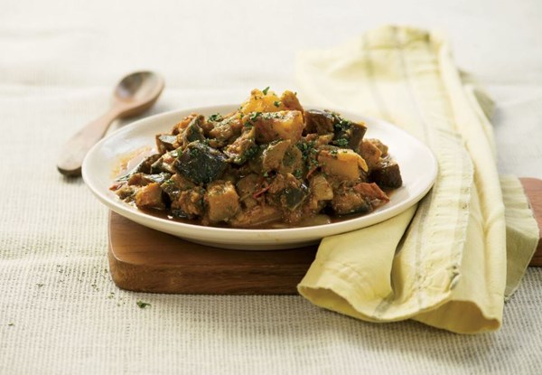 Babaji's eggplant with potatoes / eggplant and potato curry