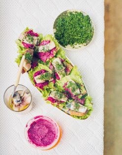 Babushka Vera's Russian beetroot and herring open sandwiches