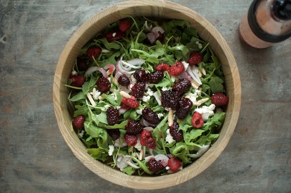 Baby arugula and Oregon berry salad