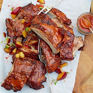 Baby back ribs with plum BBQ sauce