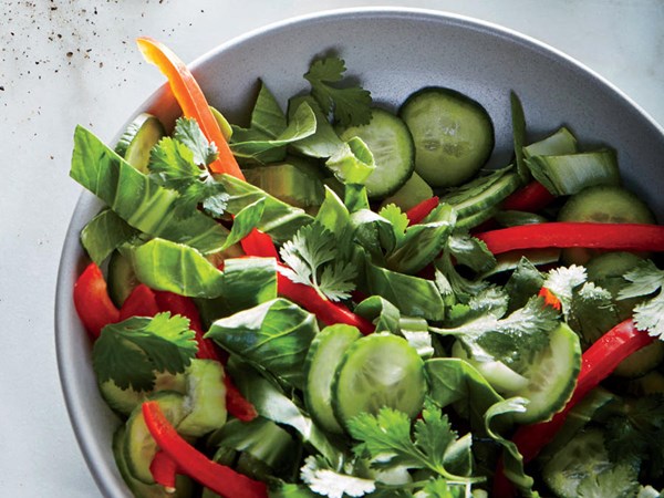 Baby bok choy and cucumber salad