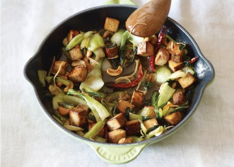 Baby bok choy and tofu in marmalade sauce
