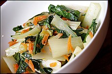 Baby bok choy with carrots and spring onions