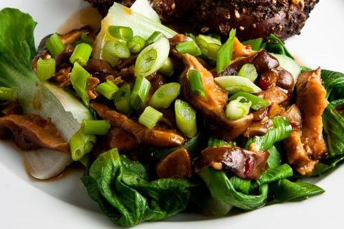 Baby bok choy with shiitake mushrooms