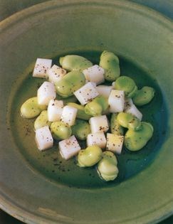 Baby broad bean & pecorino salad