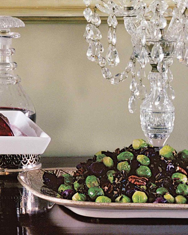 Baby Brussels sprouts with wild rice and pecans