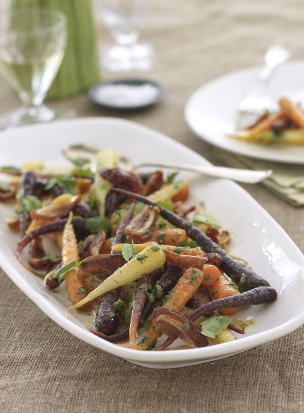 Baby carrot and date salad with coriander dressing