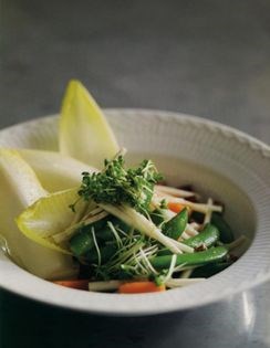 Baby carrot, sugar snap pea & celeriac salad with pecan nuts & toasted coriander seed vinaigrette