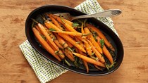 Baby carrots with Meyer lemon, honey, basil, and mint