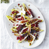Baby chicory, beetroot, pistachio and pomegranate salad