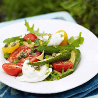 Baby courgette and mozzarella salad