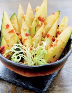 Baby cucumbers with sambal and peanuts