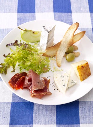 Baby greens with artisanal cheese and charcuterie