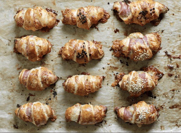 Baby ham and cheese "croissants"